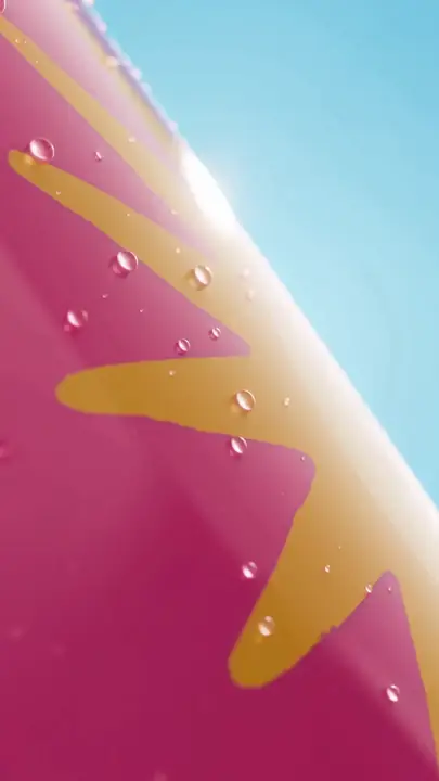 Snelle montage van een pot fruitgummies in lucht, water en kleurvlakken