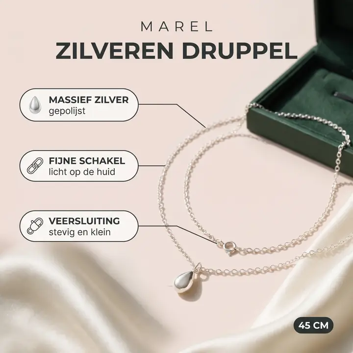 Marketplace-listing van de zilveren ketting met kenmerken
