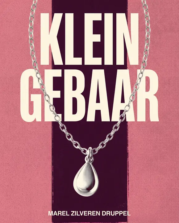 Printposter in oudroze en pruim met de zilveren ketting