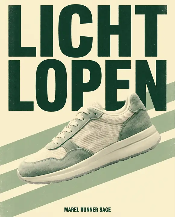 Printposter met diagonale strepen en de sneaker in profiel