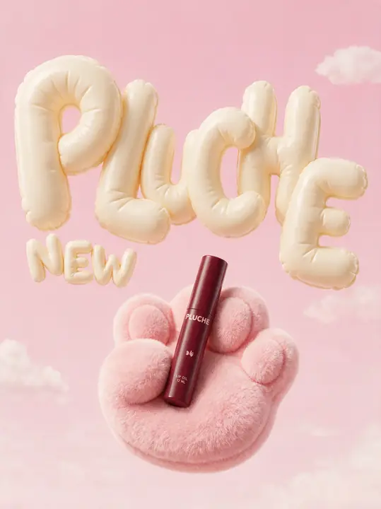 Lippenstift in een hand tussen opgeblazen letters