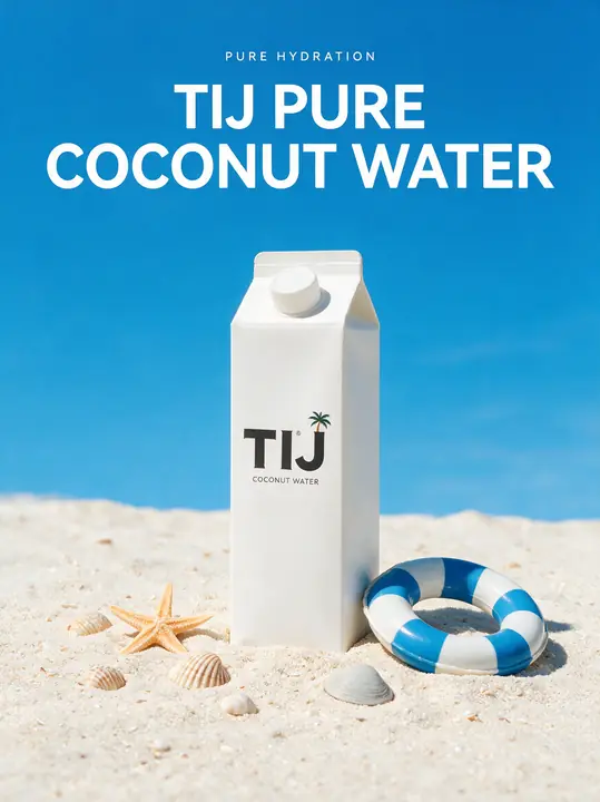 Pak kokoswater op het strand met een zwemband